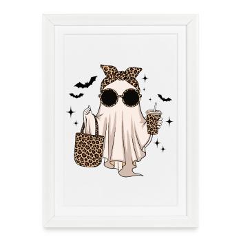 Trendy Halloween Ghost with Leo Accessories - Framed poster (27 × 37 cm) - white - Front