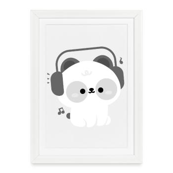 Panda Headphones - Framed poster (27 × 37 cm) - white - Front