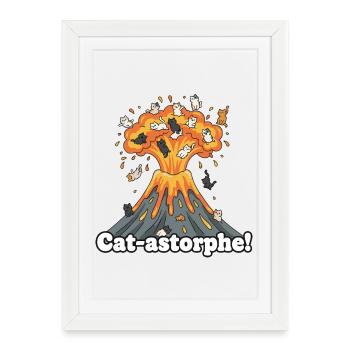 Cat-astrophe volcano - Framed poster (27 × 37 cm) - white - Front