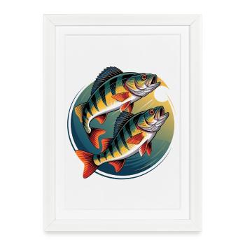 Two perch in a circle - Framed poster (27 × 37 cm) - white - Front