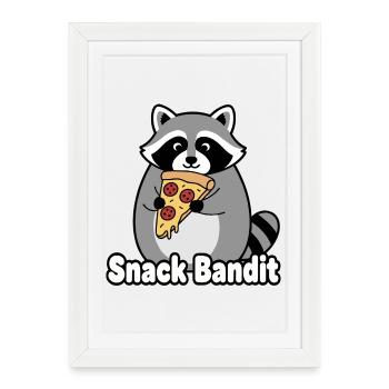 Snack Bandit Pizza raton laveur - Affiche encadrée (27 × 37 cm) - blanc - Devant