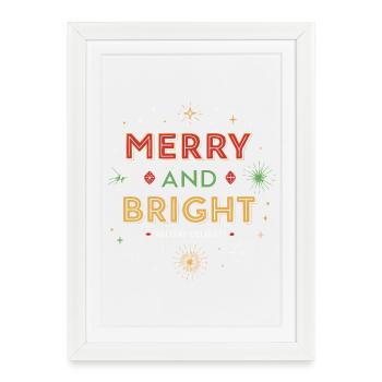 Joyeux et Lumineux Fête Festive - Affiche encadrée (27 × 37 cm) - blanc - Devant