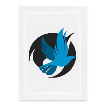 Logo colombe original - Affiche encadrée (27 × 37 cm) - blanc - Devant