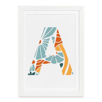 Groovy flower letter gift idea - Framed poster (27 × 37 cm) - white - Front