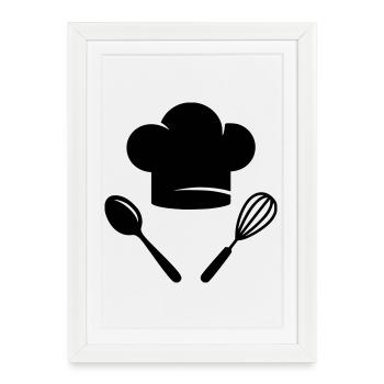 Cuisinier et cuisine | Cooking Is Love Logo - Affiche encadrée (27 × 37 cm) - blanc - Devant