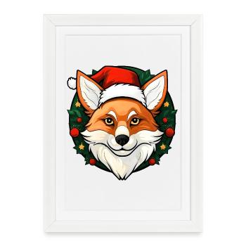 Renards Noël - Affiche encadrée (27 × 37 cm) - blanc - Devant