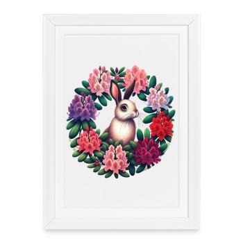 Circular Floral Rabbit - Framed poster (27 × 37 cm) - white - Front