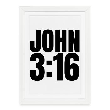 Jean 3:16 Église chrétienne des fidèles Jean - Affiche encadrée (27 × 37 cm) - blanc - Devant
