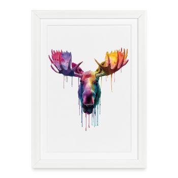Tête d’orignal - Affiche encadrée (27 × 37 cm) - blanc - Devant