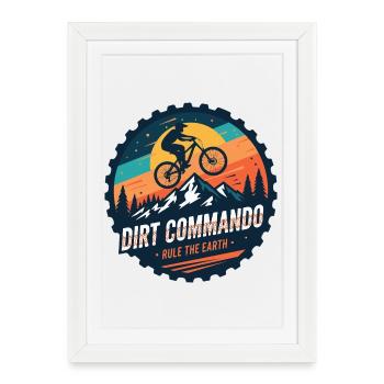 Dirt Commando Mountain Biker - Framed poster (27 × 37 cm) - white - Front