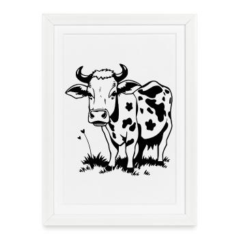 Drôle de vache T-shirt cadeau fermier - Affiche encadrée (27 × 37 cm) - blanc - Devant