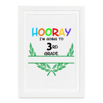 Hooray I'm going to 3rd grade - namespace** - Framed poster (27 × 37 cm) - white - Front