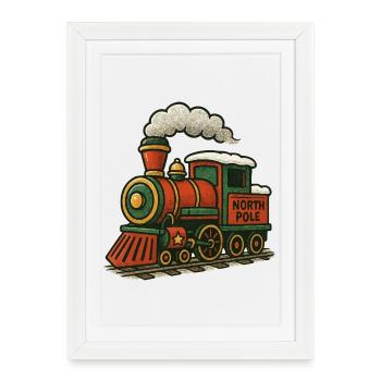 Locomotive Retro du Pôle Nord - Affiche encadrée (27 × 37 cm) - blanc - Devant