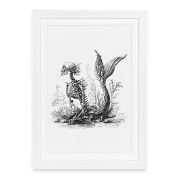 Sirène squelette – Conception sous-marine occulte - Affiche encadrée (27 × 37 cm) - blanc - Devant