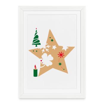 Avent de poinsettia - Affiche encadrée (27 × 37 cm) - blanc - Devant