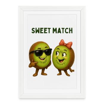 Sweet Match Kiwi Duo - Affiche encadrée (27 × 37 cm) - blanc - Devant