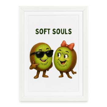 Kiwis avec style : Soft Souls Duo - Affiche encadrée (27 × 37 cm) - blanc - Devant