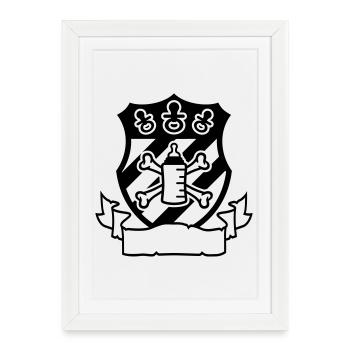 Armoiries Sucette Pirate – Funny Baby & Parents - Affiche encadrée (27 × 37 cm) - blanc - Devant