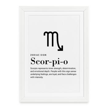 Scorpion - Signe du zodiaque - Affiche encadrée (27 × 37 cm) - blanc - Devant