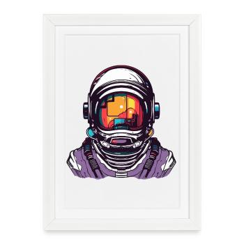 Casque de bande dessinée d’astronaute - Affiche encadrée (27 × 37 cm) - blanc - Devant