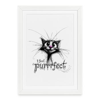 chat mignon – je me sens purrfec - Affiche encadrée (27 × 37 cm) - blanc - Devant
