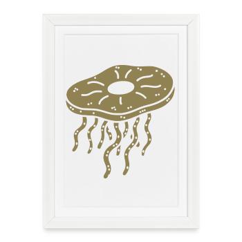 Kombucha minimaliste Méduse Thé Éco - Affiche encadrée (27 × 37 cm) - blanc - Devant