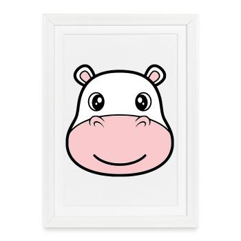 Hippopotamus Head Face Mask Smile - Framed poster (27 × 37 cm) - white - Front