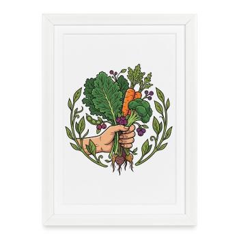 Harvest Hand Carrots & Root Vegetables - Framed poster (27 × 37 cm) - white - Front