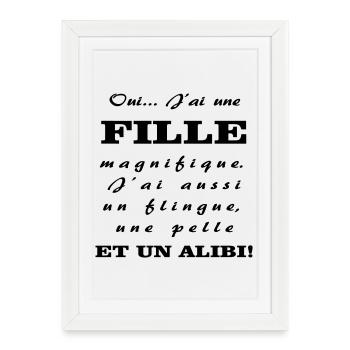 Papa protecteur - Affiche encadrée (27 × 37 cm) - blanc - Devant