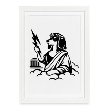 Le teckel de Zeus Wursto - Affiche encadrée (27 × 37 cm) - blanc - Devant