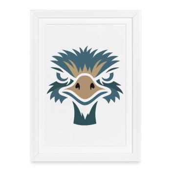 Nandu, Émeu à tête d’autruche - Affiche encadrée (27 × 37 cm) - blanc - Devant