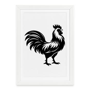 Silhouette du coq - Affiche encadrée (27 × 37 cm) - blanc - Devant