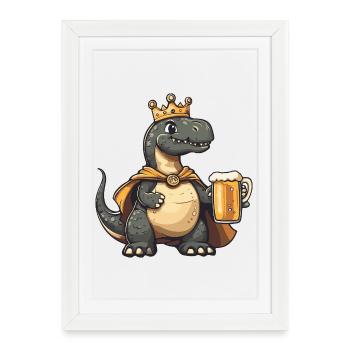 Dinosaur brontosaurus beer king - Framed poster (27 × 37 cm) - white - Front