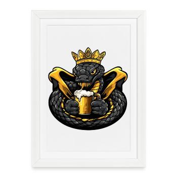 Roi de la bière Cobra Serpent - Affiche encadrée (27 × 37 cm) - blanc - Devant