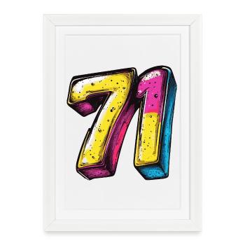 71 Nombre coloré - Affiche encadrée (27 × 37 cm) - blanc - Devant