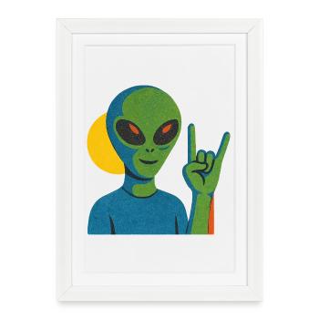 Neon Alien Rock Sign - Framed poster (27 × 37 cm) - white - Front