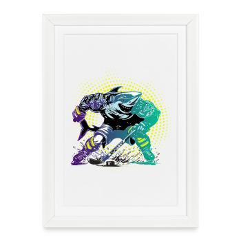 Équipe de hockey de hockey à but de palet Hai Eisbären Köln - Affiche encadrée (27 × 37 cm) - blanc - Devant