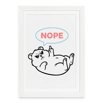Bulle de dialogue de bande dessinée Hamster Nope - Affiche encadrée (27 × 37 cm) - blanc - Devant