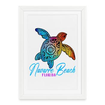 Navarre Beach Tie Dye Sea Turtle Florida Vacation - Gerahmtes Poster (27 × 37 cm) - Weiß - Vorne