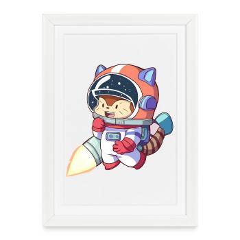 Astronaute chat en combinaison spatiale - Affiche encadrée (27 × 37 cm) - blanc - Devant