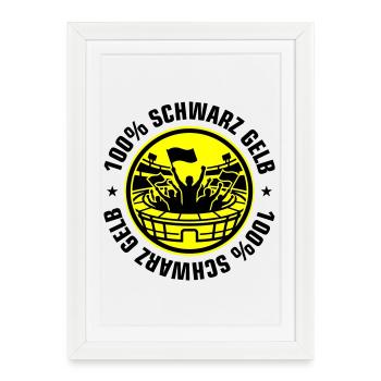 Schwarz Gelb Fans - Gerahmtes Poster (27 × 37 cm) - Weiß - Vorne