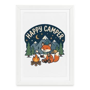 Bonne nuit campeur Fox - Affiche encadrée (27 × 37 cm) - blanc - Devant