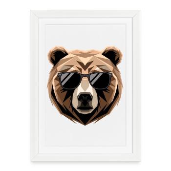 Ours brun, grizzli, frères ours, forêt, ours sauvages - Affiche encadrée (27 × 37 cm) - blanc - Devant