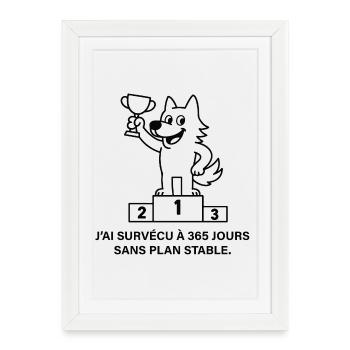Loup vainqueur sans plan stable - Affiche encadrée (27 × 37 cm) - blanc - Devant