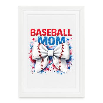 Esthétique vibrante de la maman de baseball mignonne pour le jour de match - Affiche encadrée (27 × 37 cm) - blanc - Devant