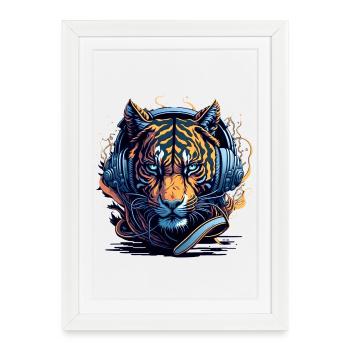DJ Casque Neonflair - Affiche encadrée (27 × 37 cm) - blanc - Devant