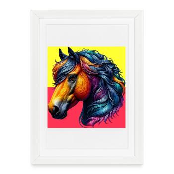 cheval - Affiche encadrée (27 × 37 cm) - blanc - Devant