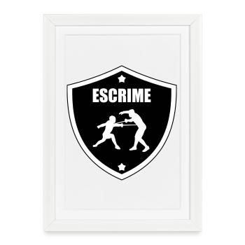 Blason Escrime : le bouclier des compétiteurs - Affiche encadrée (27 × 37 cm) - blanc - Devant