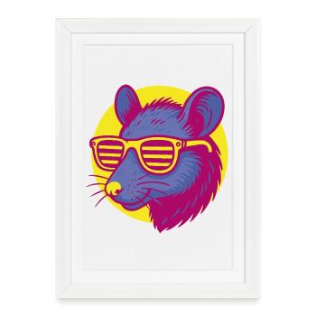 Rat with sunglasses - Framed poster (27 × 37 cm) - white - Front
