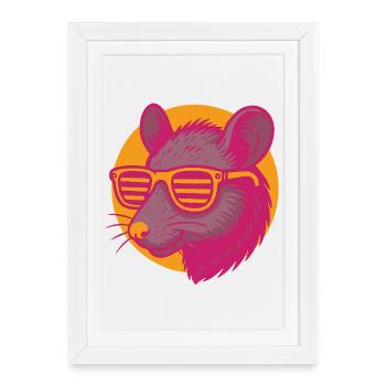 Rat with sunglasses - Framed poster (27 × 37 cm) - white - Front
